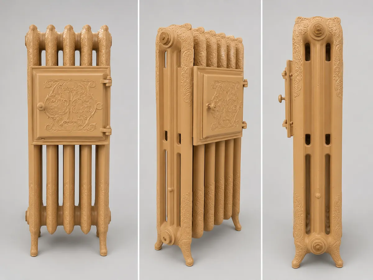 Chauffe-plat en fonte fleurie modèle Rococo, 5 éléments, hauteur 116 cm, Collection REMANENCE